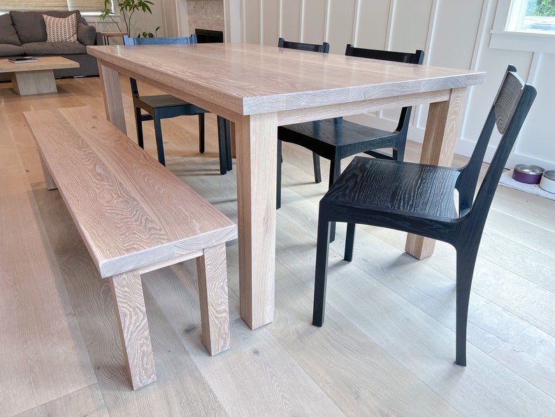 Oak Farmhouse Dining Table Set With Bench - Etsy