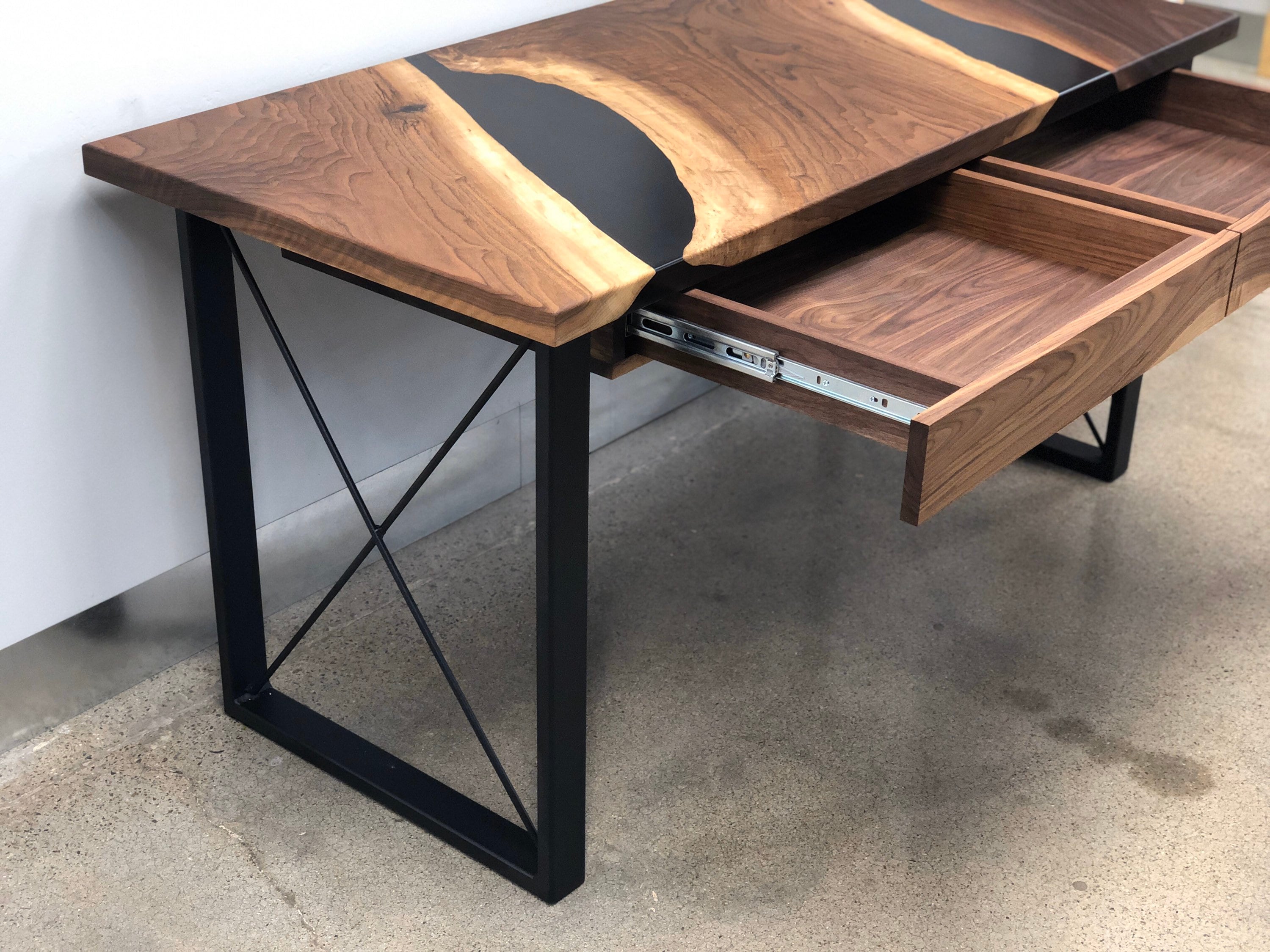 Live edge desk with drawers deals