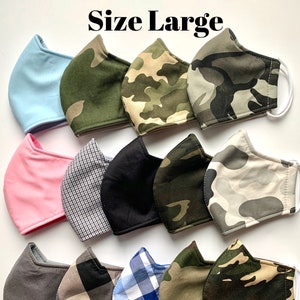 Size Large, 3 layers face mask, Camo face mask, face mask washable, adult face mask with filter.