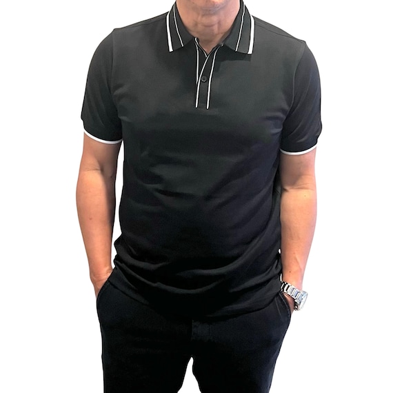Men Polo Shirt, Anti-Wrinkle Cotton Blend, Slim Fit, Breathable, Durable. Black