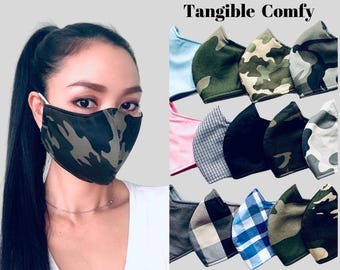 3-laags katoenen gezichtsmasker: herbruikbaar, wasbaar, comfortabele pasvorm