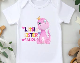 Little Sister Saurus PNG | Girl Dinosaur Shirt Design (Instant Download)