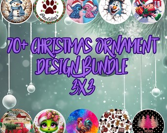 Mega Christmas Ornament PNG & SVG Bundle, 100+ round designs, retro, modern, quotes characters, funny