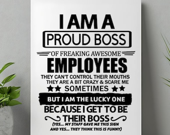 I am a proud boss of awesome employees sign multiple color for canva sublimation, Png, SVG, PDF instant download file