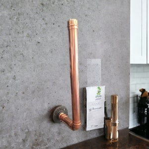 Kitchen roll holder, Wall mounted, heavy duty, on flange, now choose colour flange . Handmade, from 22mm copper pipe,