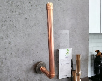 Kitchen roll holder, Wall mounted, heavy duty, on flange, now choose colour flange . Handmade, from 22mm copper pipe,