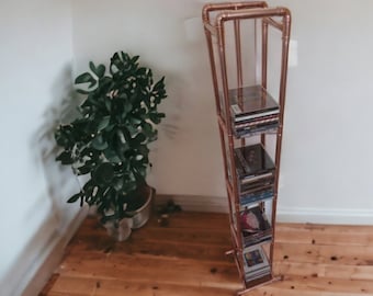 Handmade, copper pipe, CD tower, Holder stand, rack freestanding, choice of 25. 50. 75 or 100, cd stand,  industrial style, 15mm,