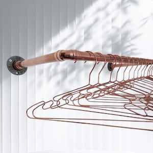 Copper pipe clothes rail.22mm Heavy duty copper pipe industrial wall mounted U Shape clothes rail/ 40-60cm .mounted on iron flanges