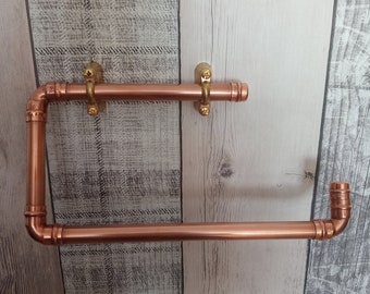 Handmade kitchen roll holder mounted on brass hospital brackets