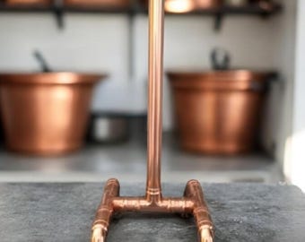Handmade 15mm copper pipe kitchen roll holder/stand + protective feet