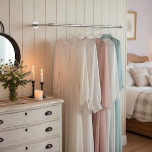 Industrial Chrome Clothes Rail, Heavy Duty Wall Mounted (40-60cm) image 3