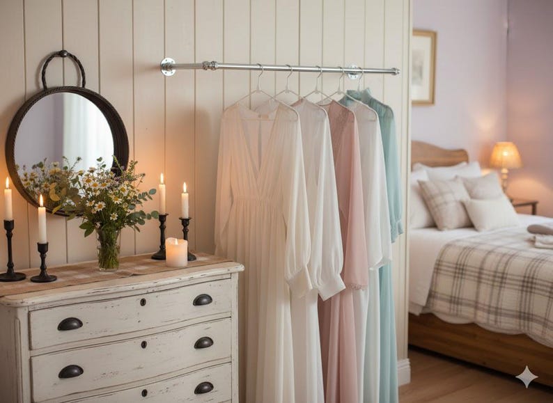 Industrial Chrome Clothes Rail, Heavy Duty Wall Mounted (40-60cm) image 3