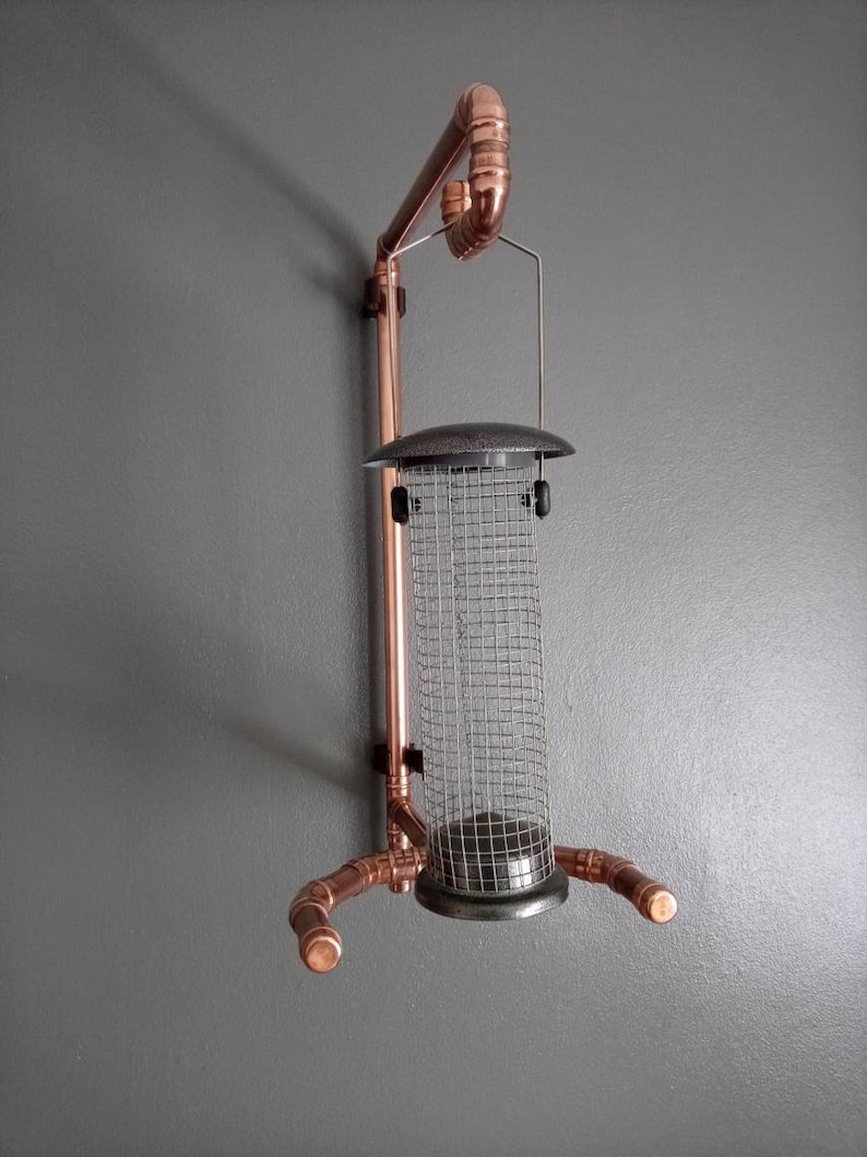 Handmade Copper Pipe Hanging Bird Feeding Station Bracket Etsy