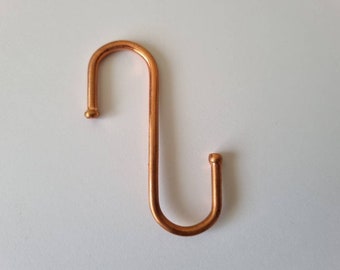 Copper Plated S Hooks for utensil & pan rails, two sizes for 15mm copper pipe, or 22mm. Urban Vintage Steampunk