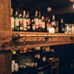 Copper Utensil Rail: Kitchen Pan Organizer with S Hooks (70CM-90CM)