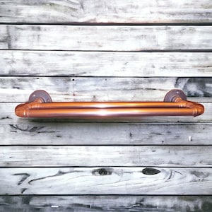 Handmade double towel rail on iron flange made from 15mm copper pipe now choice of coloured flange