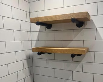 Black Iron Pipe Straight Wall Brackets - 3/4 Inch pipe,( Pair of ) 4 Lengths Available