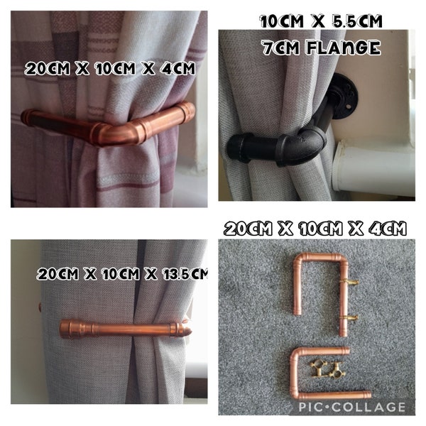 Handmade copper & Black pipe curtain tie backs ( pair of )  8 Different Variations