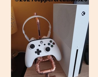 The Original Handmade copper pipe xbox/playstation/nintendo gamers gaming single controller and headset stand / Docking station ©2021