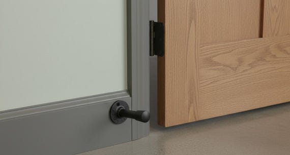 Black Iron Wall-Mounted Door Stop | Heavy Duty Rubber Stopper
