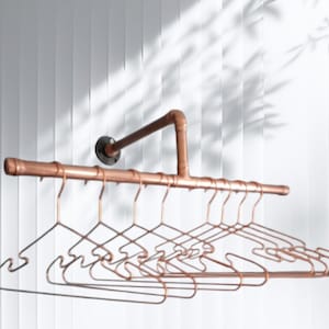 Stylish Industrial Copper Pipe Clothes Rail | Adjustable Rose Gold Rack 70-110cm