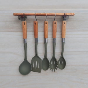 Copper utensil rail.pot and pan Rail. Pan organizer S hooks included Kitchen storage. Utensils storage holder. 70CM-90CM