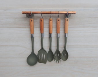 Copper utensil rail.pot and pan Rail. Pan organizer S hooks included Kitchen storage. Utensils storage holder. 70CM-90CM