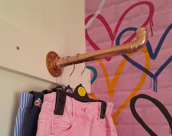 Industrial Heavy-Duty 22mm Copper Clothes Rail - Straight, Mounted on Flange&quot;