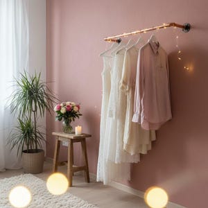 Heavy Duty Copper Pipe Clothes Rail - Industrial Wall Mounted U Shape