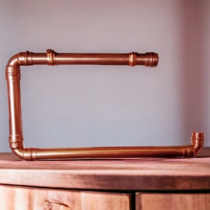 Handmade copper under cupboard kitchen roll holder + copper clips