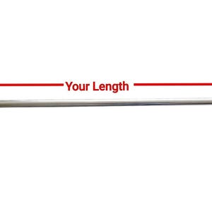 May include: A silver metal pipe with two flanges, one on each end. The pipe is 30 cm long and can be customized to any length. "Your Length" is written on the image.