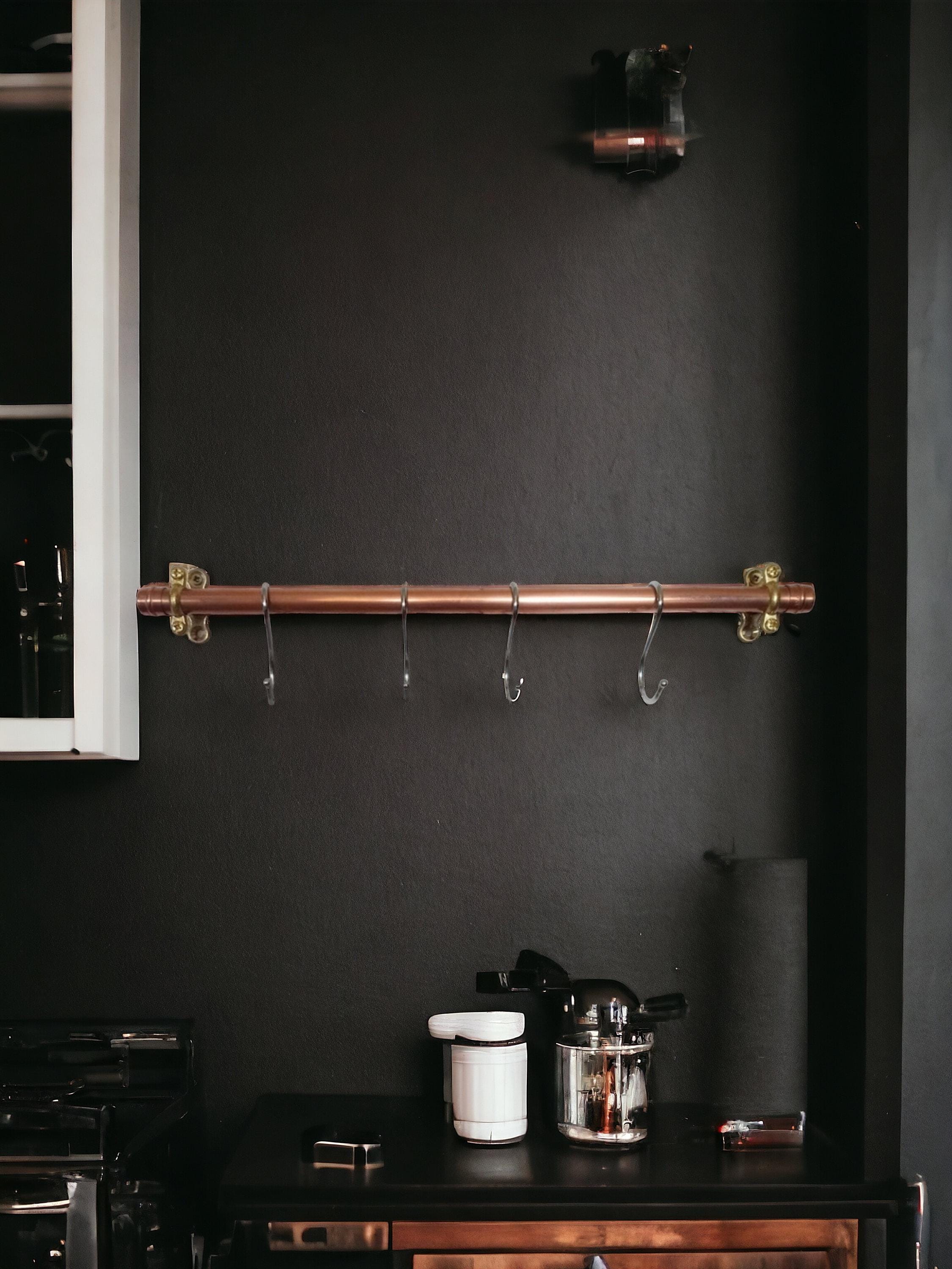 Estante De Pared Industrial Para Ollas Y Utensilios | Barra Colgante De Tubo Galvanizado 24 Pulgadas - Color Bronce Rojo, LINKPIPES