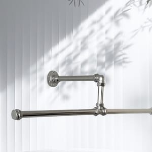 Handmade Industrial 22mm Chrome Clothes Rail, Heavy Duty, 70-110cm. Mounted on Aluminium Flange