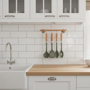 Copper utensil rail: kitchen pot and pan organizer with s hooks (30cm-60cm)