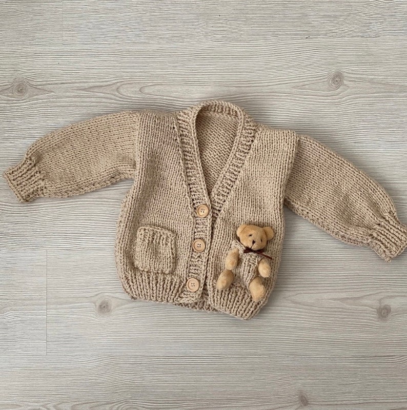 Knitted Handmade Baby Teddy Bear Cardigan, Cardigan With Toys Etsy