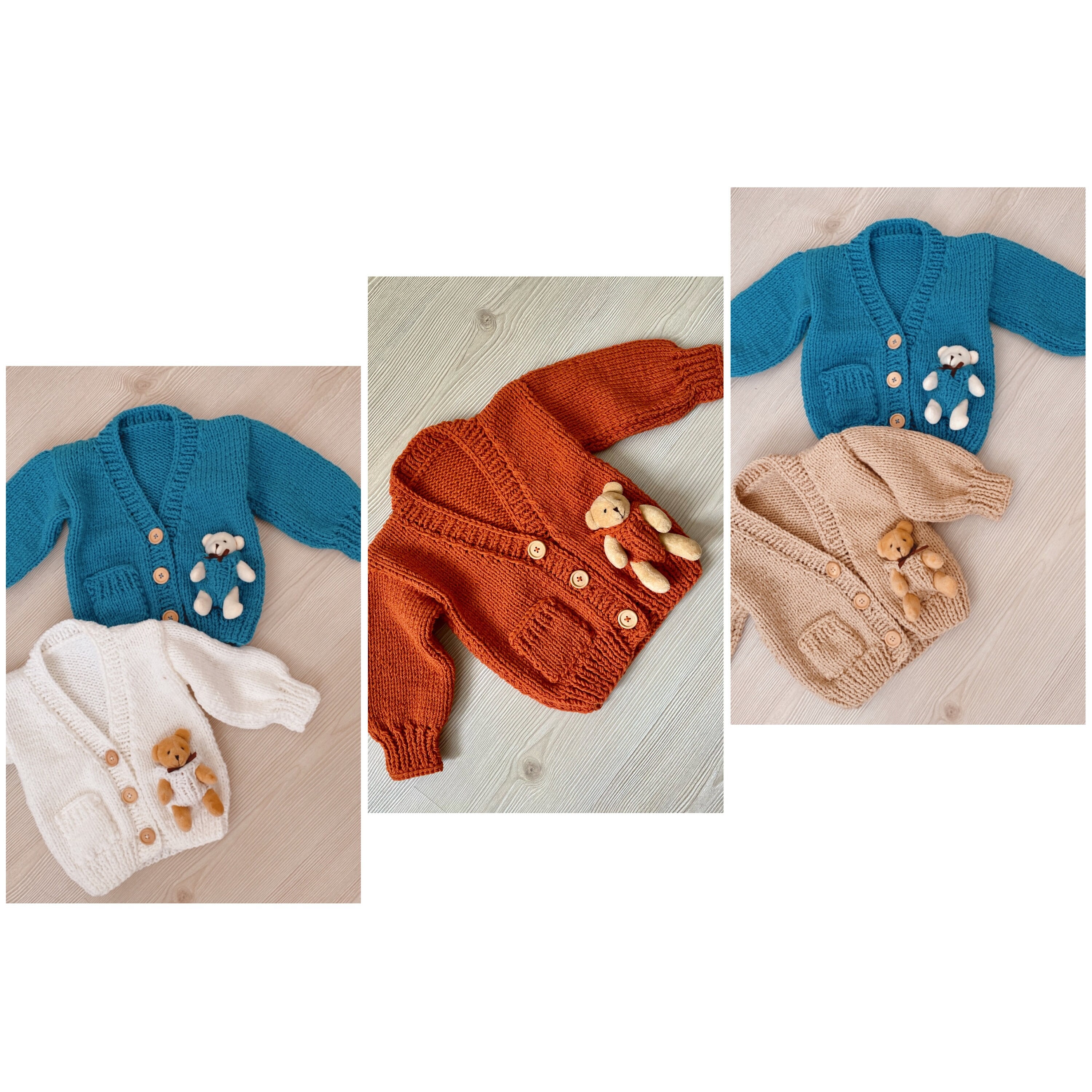 Knitted Teddy Bear Cardigan - Chocolate