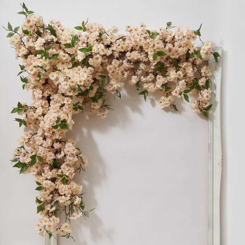 Artificial garland champagne cherry blossom. Free shipping image 2