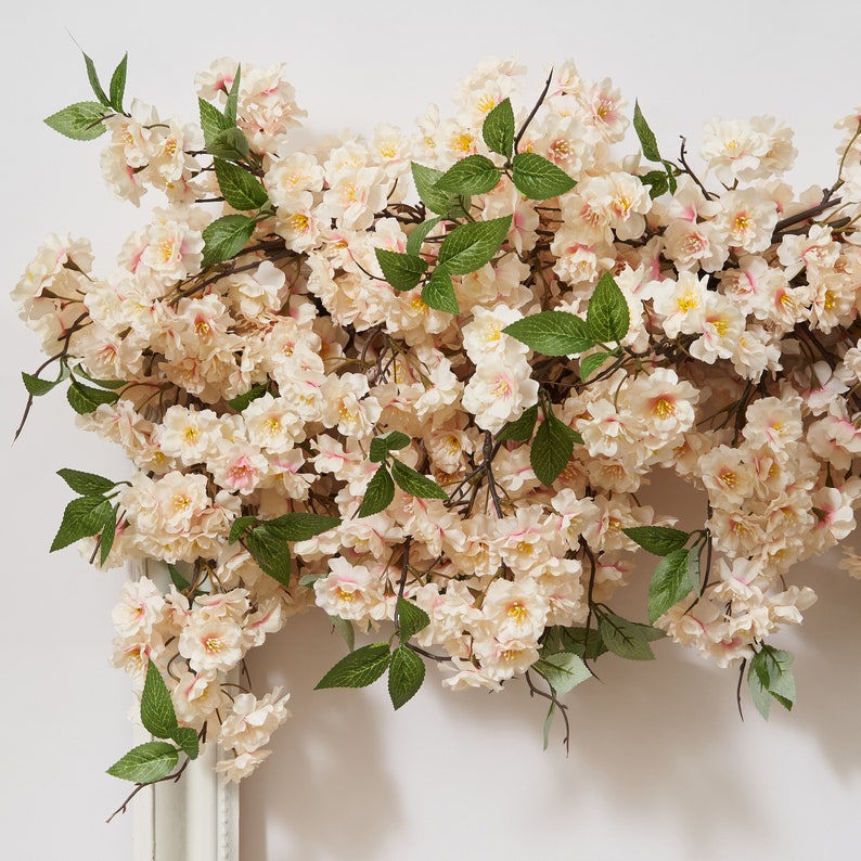 Artificial garland champagne cherry blossom. Free shipping image 3