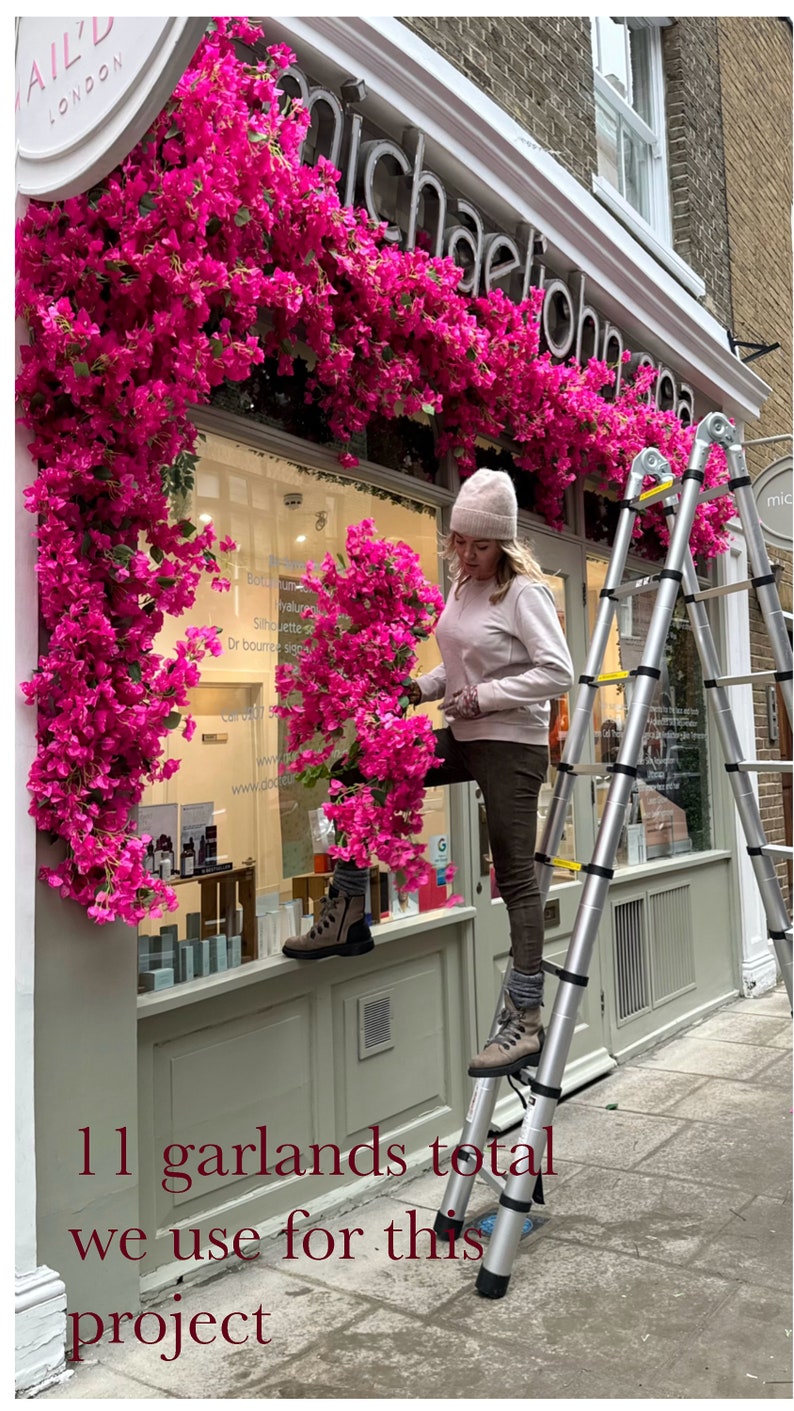 Artificial magenta floral garland , 4 feet long, Bougainvillea flowers, free fast postage image 3