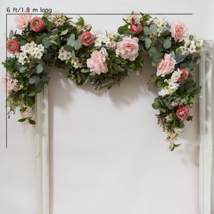 Ghirlanda artificiale di eucalipto rosa e bianco finto da 6 piedi, consegna internazionale gratuita