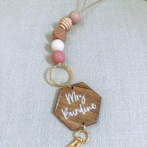 Personalized Beaded Lanyard - Teacher Lanyard - Boho Lanyard - ID Badge - Teacher Gift - Personalized Teacher Lanyard