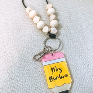 Personalisierter Lehrer Schlüsselanhänger - Personalisiertes Lehrer Lanyard - Bleistift Schlüsselanhänger - Lehrer Schlüsselanhänger - Perlen Lanyard