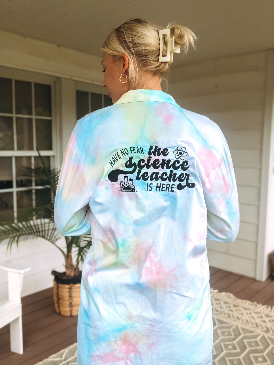 Tie Dye Lab Coat Embroidered Lab Coat Science Teacher Lab - Etsy