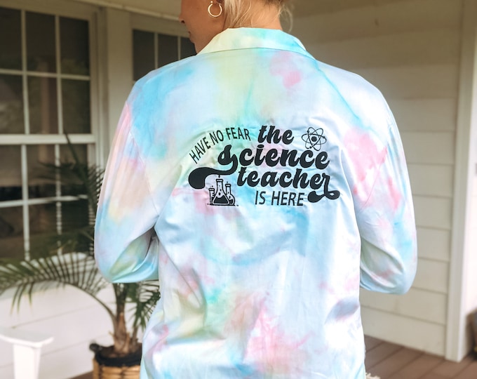Tie Dye Lab Coat Embroidered Lab Coat Science Teacher Lab Coat Handmade