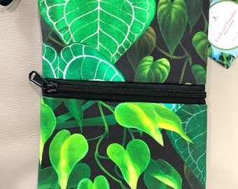 Crossbody bag with Aroid plant design Fanny pack convertible.