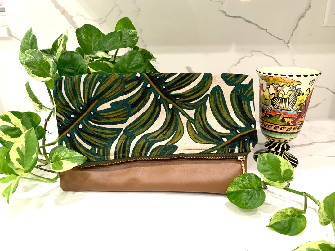 MIDI Clutch Purse - Monstera