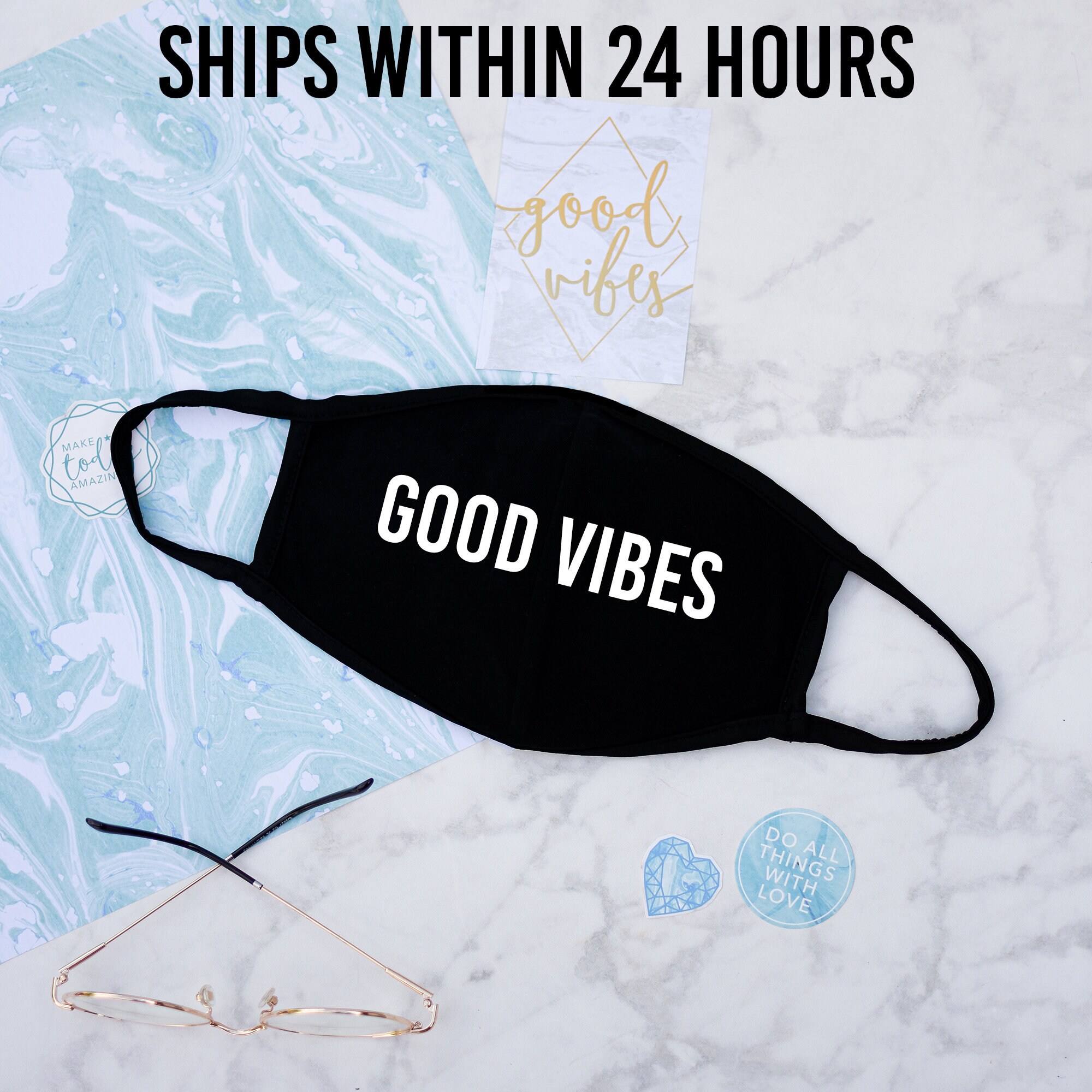 GOOD VIBES Face Mask FILTER Pocket Reusable Washable Face Etsy