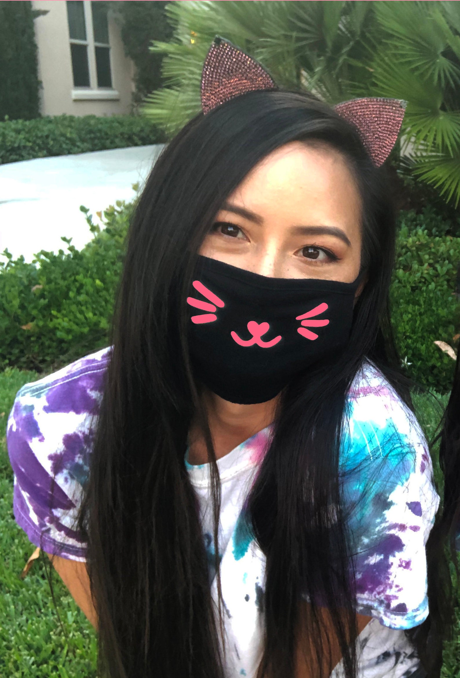 PINK FILTER Pocket Cat Face Mask Pink Cat Mask with Filter | Etsy