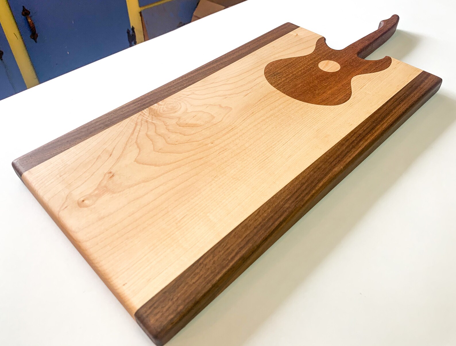 Custom Wood Electric Guitar Inlaid Cutting Board Etsy