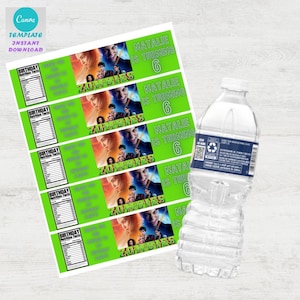 Editable Zombies 4 Water Bottle Label Template | Printable Party Favor Wrapper | Digital Download | Canva